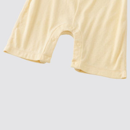 Coming Soon | Blara Organic House | Sleeveless Henley Romper | Creamy Yellow