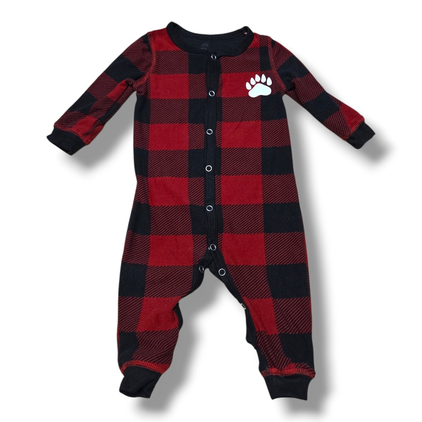Buffalo Plaid “Bear Cheeks” Romper | 3–6M | Pre-loved Quality