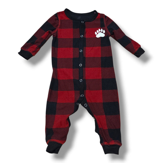 Buffalo Plaid “Bear Cheeks” Romper | 3–6M | Pre-loved Quality