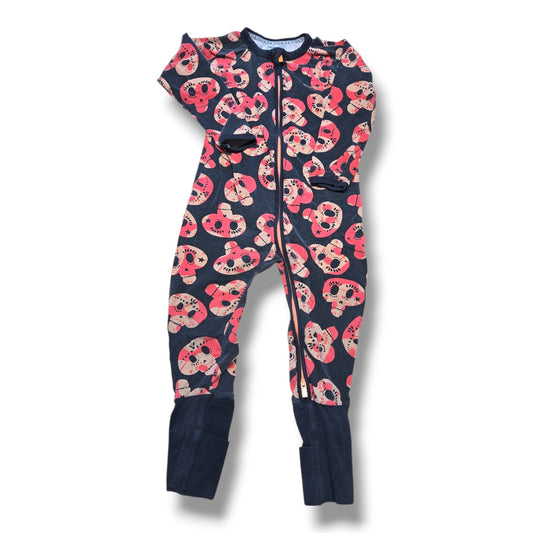 Pre-loved Bonds Wondersuit 18-24M in colorful pattern with two-way zip and fold-over cuffs.