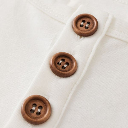 Coming Soon | Blara Organic House | Short Sleeve Henley Tee | White