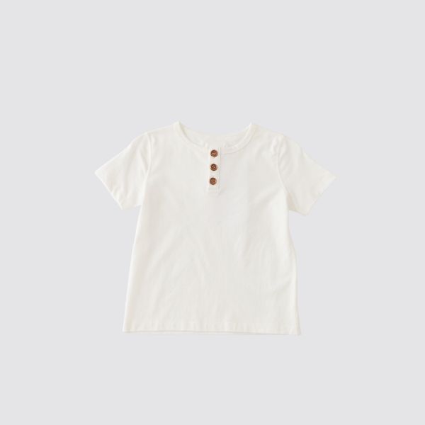 Coming Soon | Blara Organic House | Short Sleeve Henley Tee | White