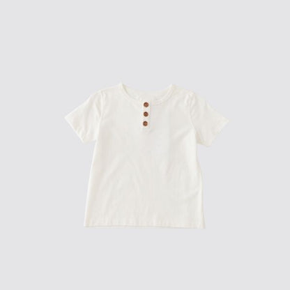 Coming Soon | Blara Organic House | Short Sleeve Henley Tee | White