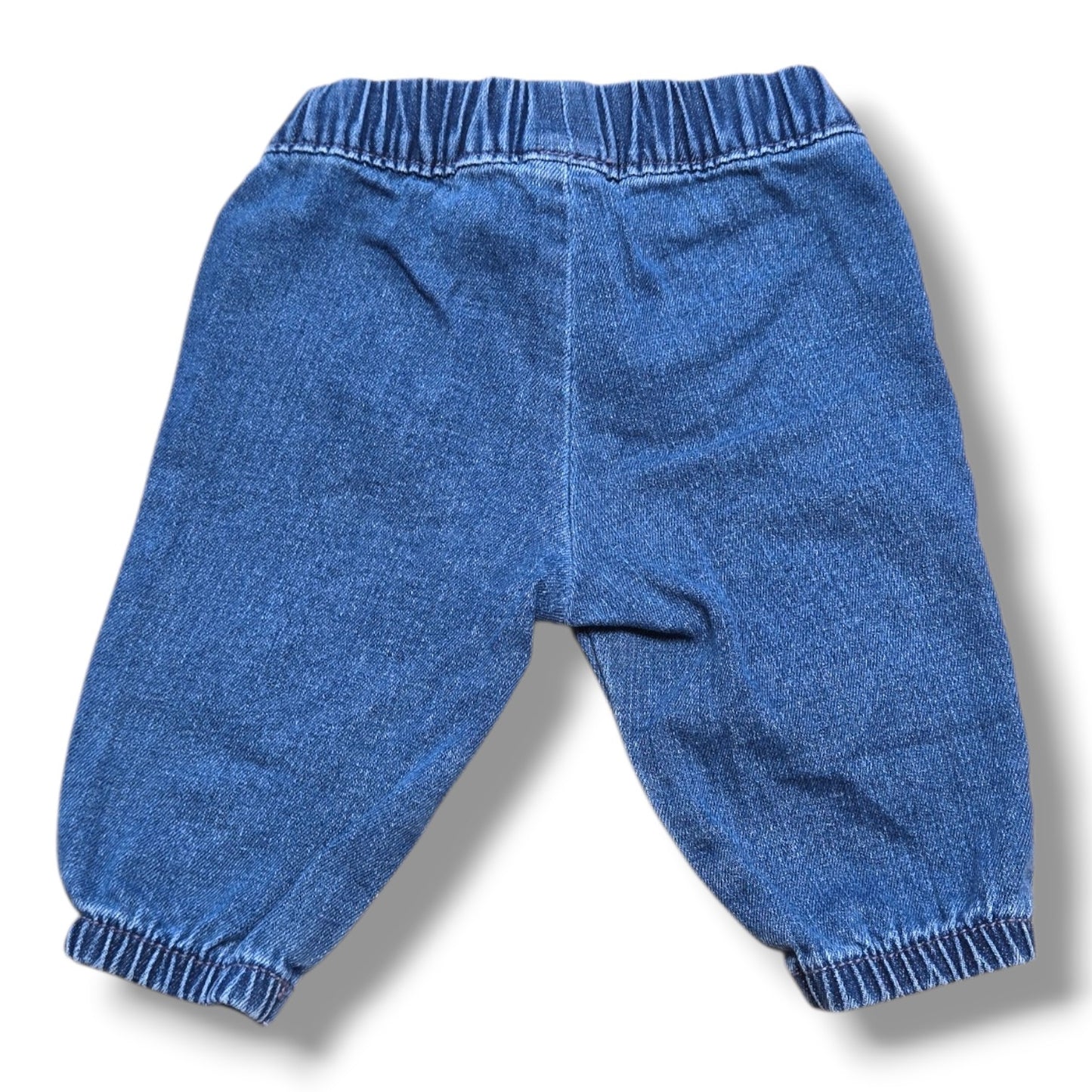 Preloved Carter's pull-on jeans in size 3 months, soft denim-look pants with elastic waistband.