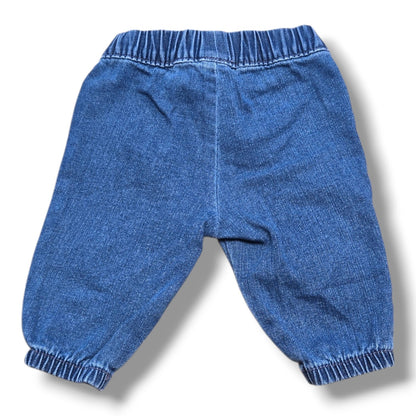 Preloved Carter's pull-on jeans in size 3 months, soft denim-look pants with elastic waistband.