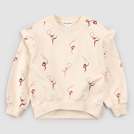 Gymnast Print on Birch Long-Sleeve Top