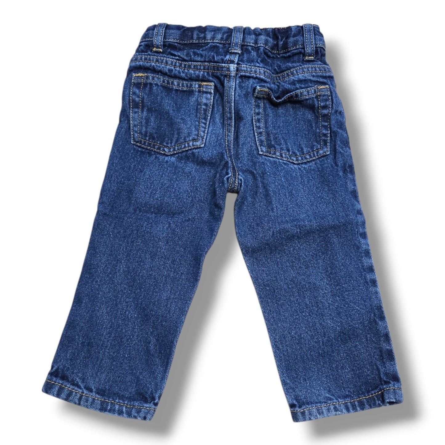 Pre-loved 2T jeans for toddlers featuring a classic five-pocket design and adjustable waistband.
