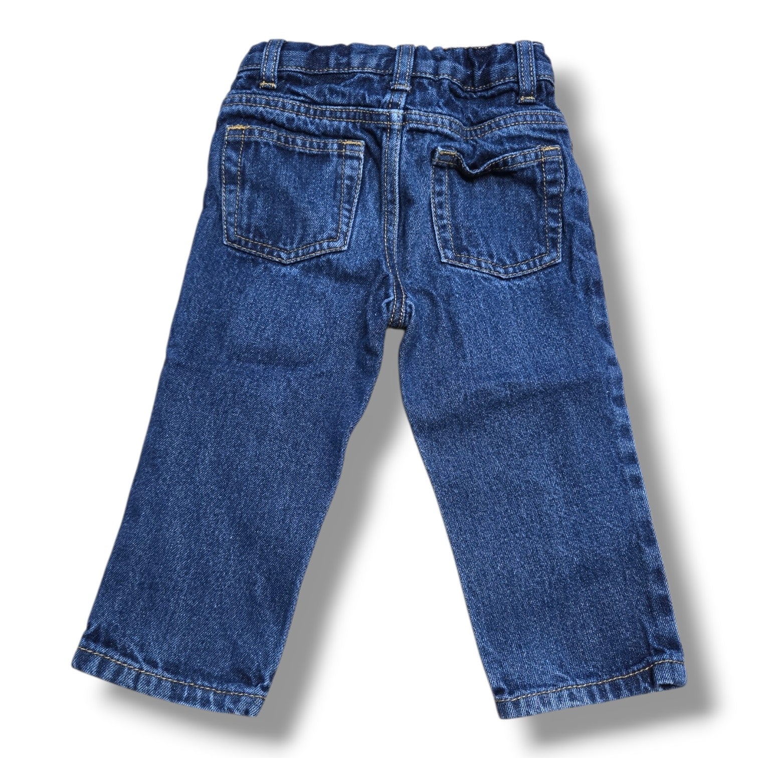 Pre-loved 2T jeans for toddlers featuring a classic five-pocket design and adjustable waistband.