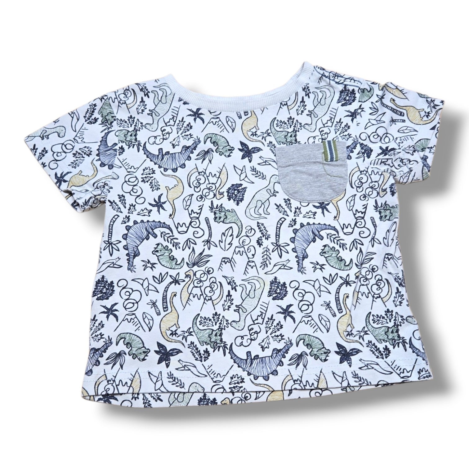 Jarvis Archer 24M T-Shirt featuring fun dinosaur print, preloved quality t-shirt for kids in excellent condition.