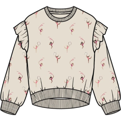 Gymnast Print on Birch Long-Sleeve Top