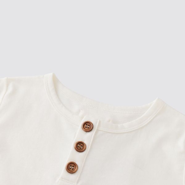 Coming Soon | Blara Organic House | Short Sleeve Henley Tee | White