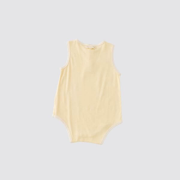 Blara Organic House | Sleeveless Henley Bodysuit | Creamy Yellow