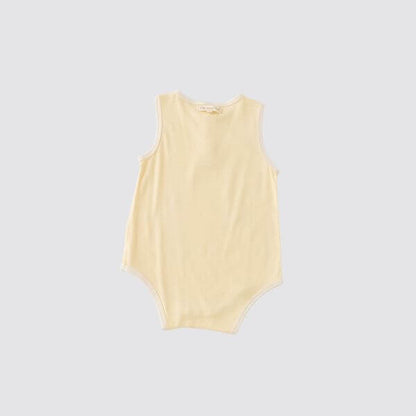 Blara Organic House | Sleeveless Henley Bodysuit | Creamy Yellow