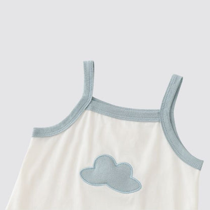 Coming Soon | Blara Organic House | Cloud Applique Romper | Blue Cloud Appliqué