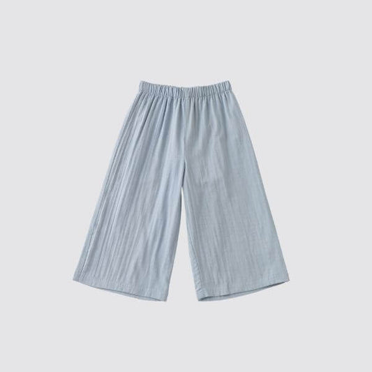 Blara Organic House | Wide Leg Denim Pants | Mist Blue in a light and airy fabric.
