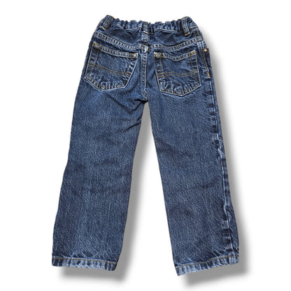 Back view of Oshkosh 3T straight leg denim jeans with elastic waistband and pockets.