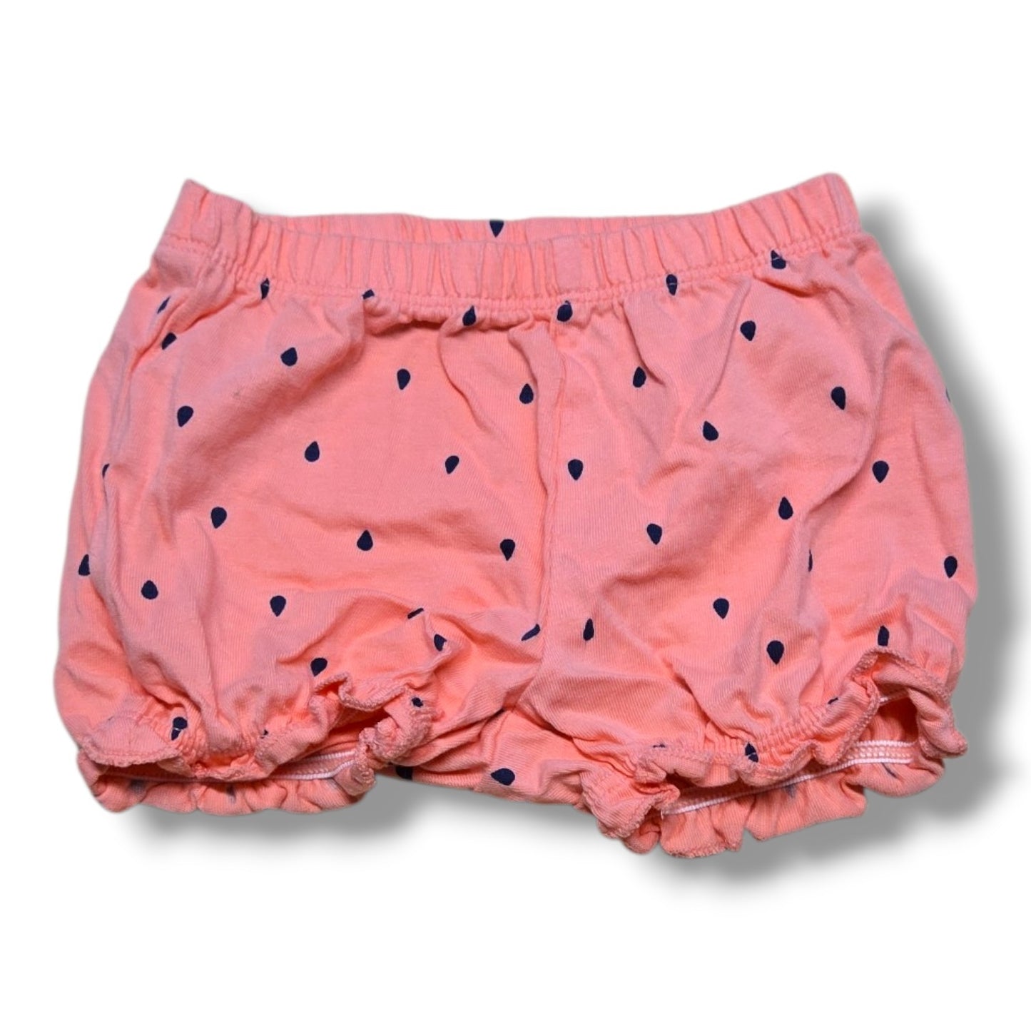 Preloved baby shorts in coral with navy dots, perfect for everyday wear and playtime.