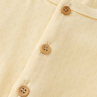 Coming Soon | Blara Organic House | Sleeveless Henley Romper | Creamy Yellow