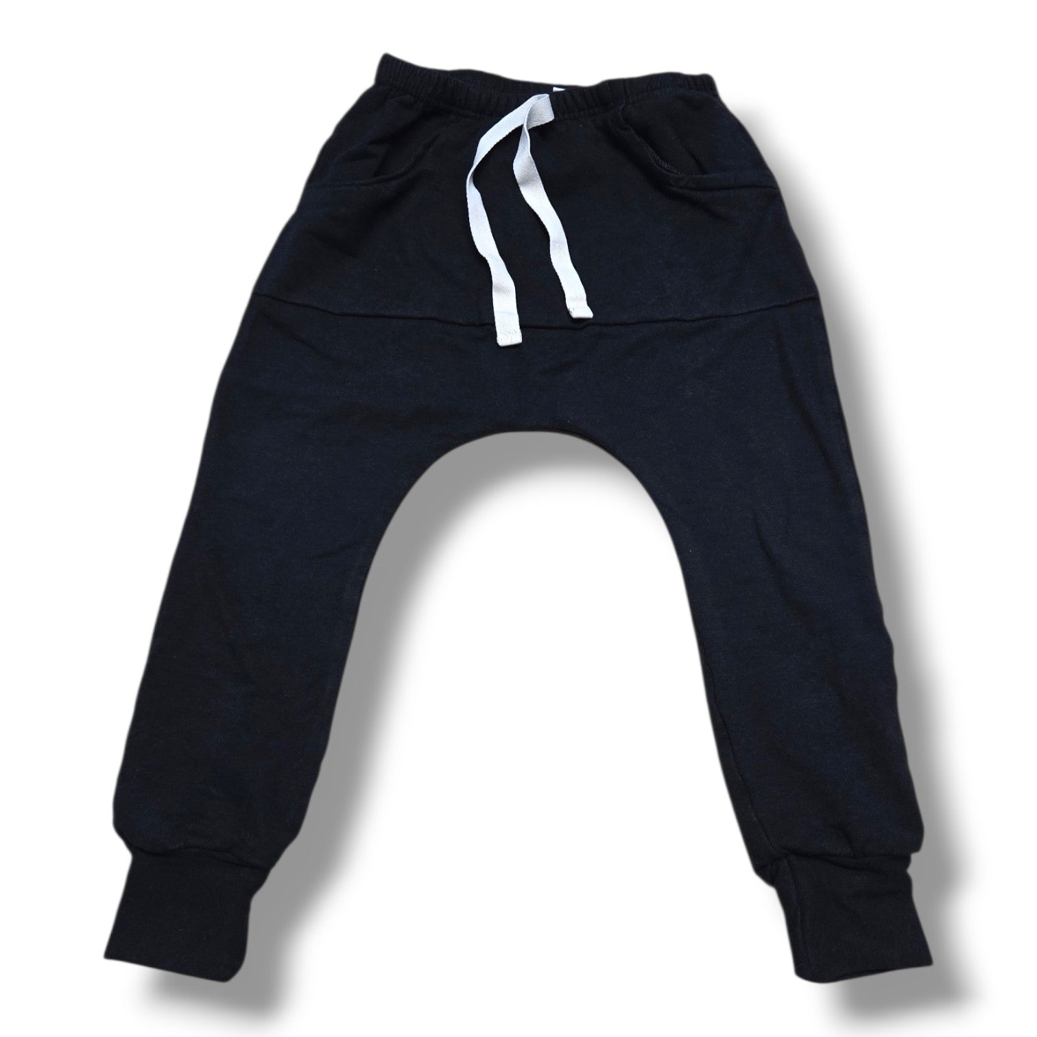 Posh cozy harem joggers 2T in black with elastic waistband and functional pockets for kids.
