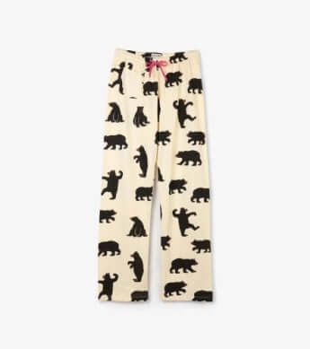 Black Bears On Natural Women's Jersey Pajama Pants