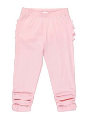 RuffleButts | Baby Ruched Bow Leggings| Pink