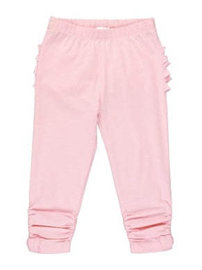 RuffleButts | Baby Ruched Bow Leggings| Pink