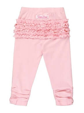 RuffleButts | Baby Ruched Bow Leggings| Pink