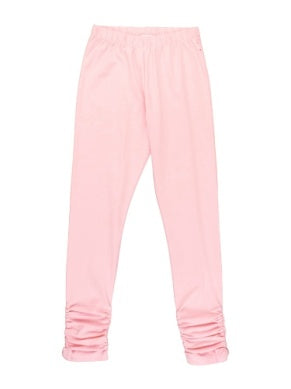 RuffleButts | Kids Ruched Bow Leggings | Pink