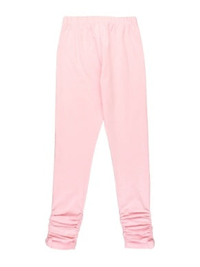 RuffleButts | Kids Ruched Bow Leggings | Pink