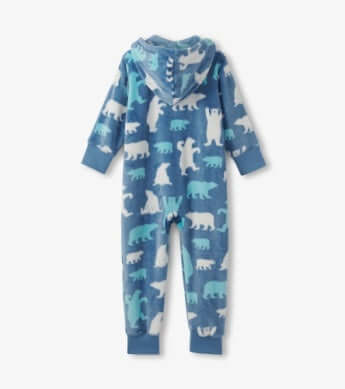 Little Blue House By Hatley | Polar Bears Kids Hooded Fleece Jumpsuit | Blue