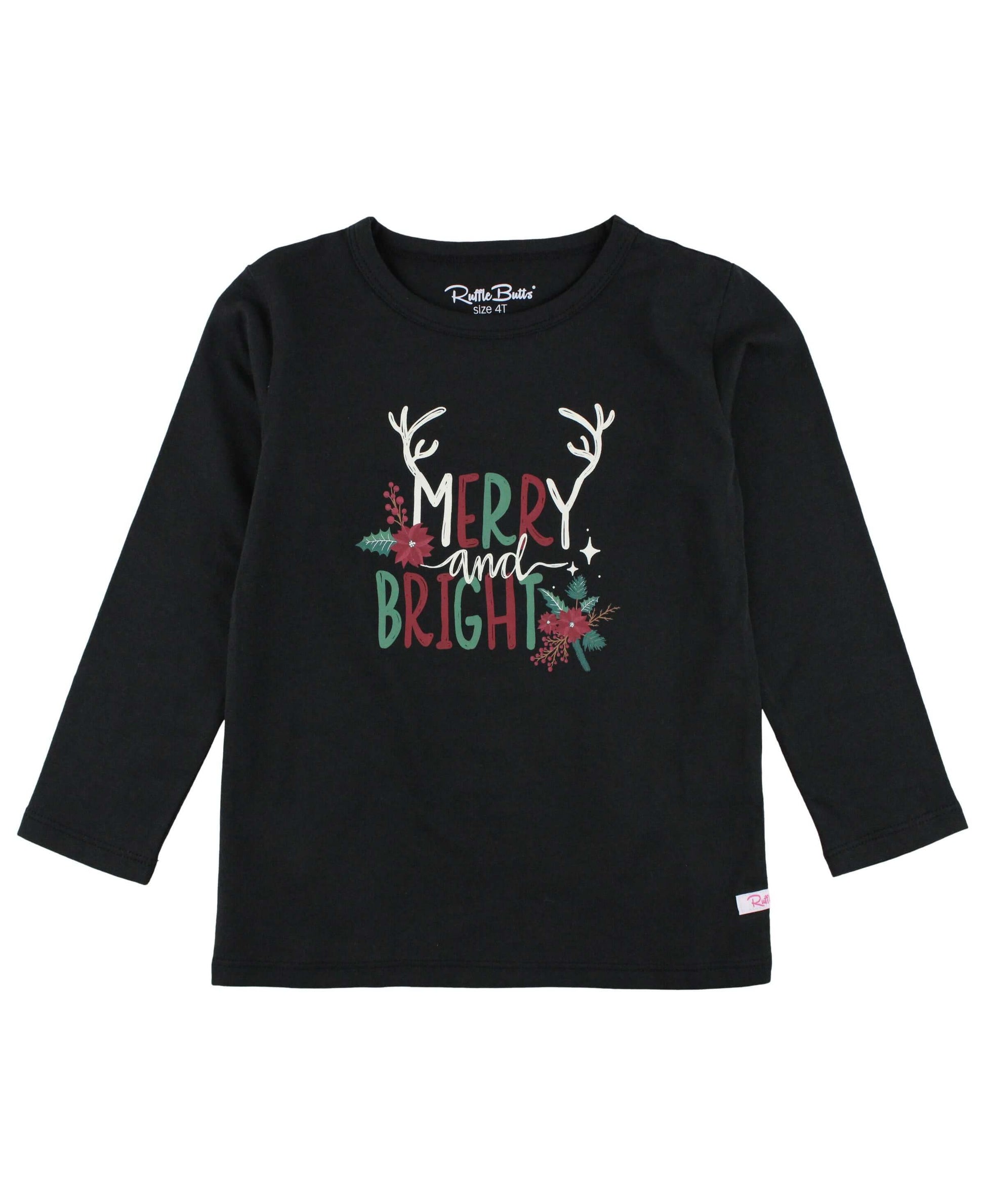 RuffleButts | Merry & Bright Top - Pink & Blue Kidz Clothing