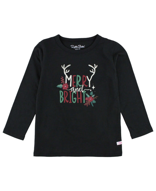RuffleButts | Merry & Bright Top - Pink & Blue Kidz Clothing