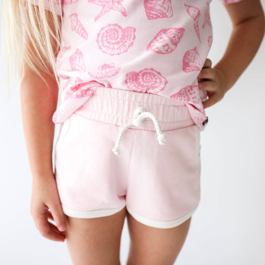 Organic Cotton Retro Shorts - Soft Pink - Pink & Blue Kidz Clothing