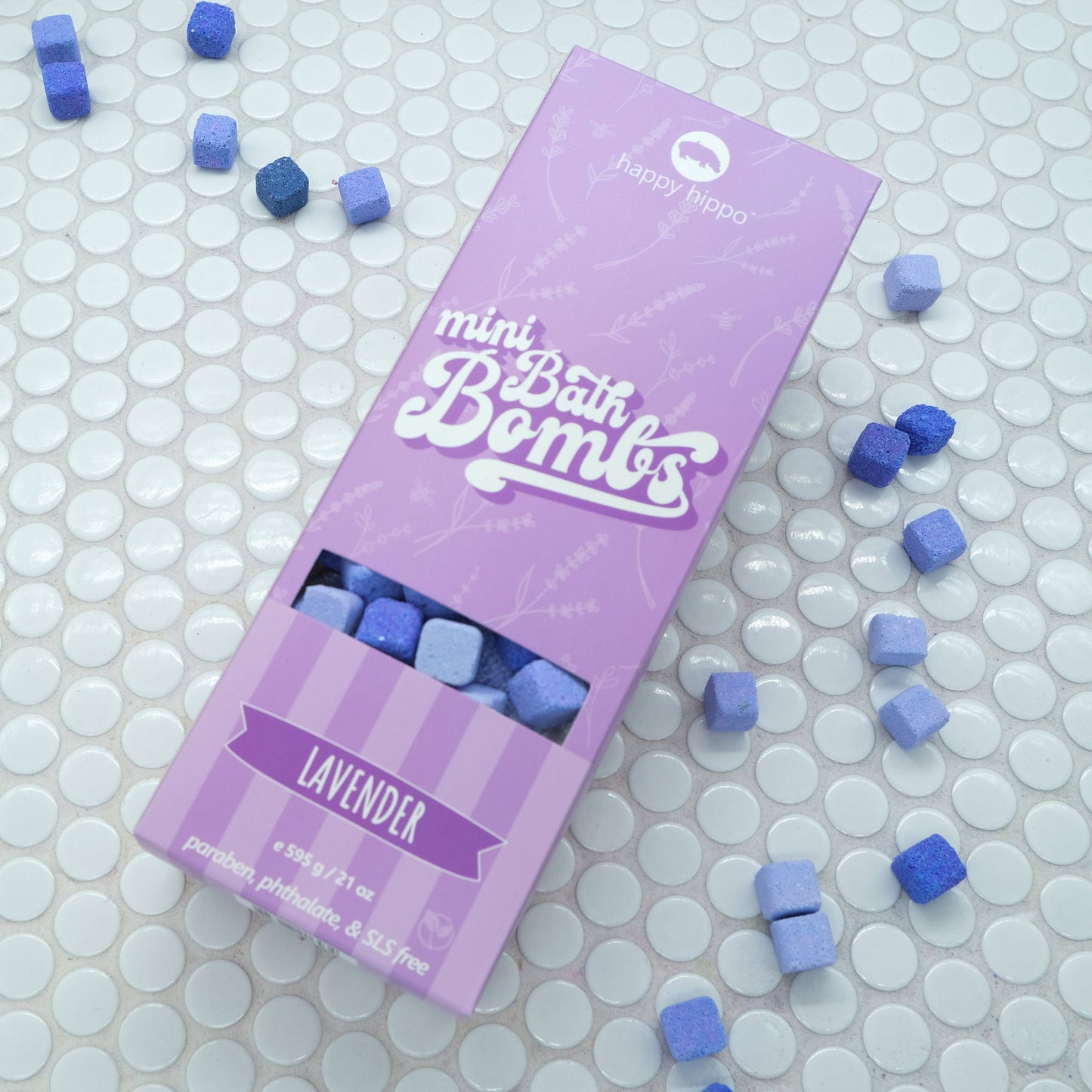 Happy Hippo Bath - *New Size* Lavender Mini Bubble Bombs- Box - Pink & Blue Kidz Clothing