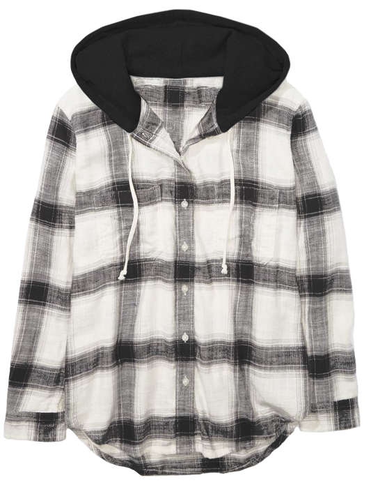 Silver Jeans - GIRLS HOODED PLAID SHIRT
