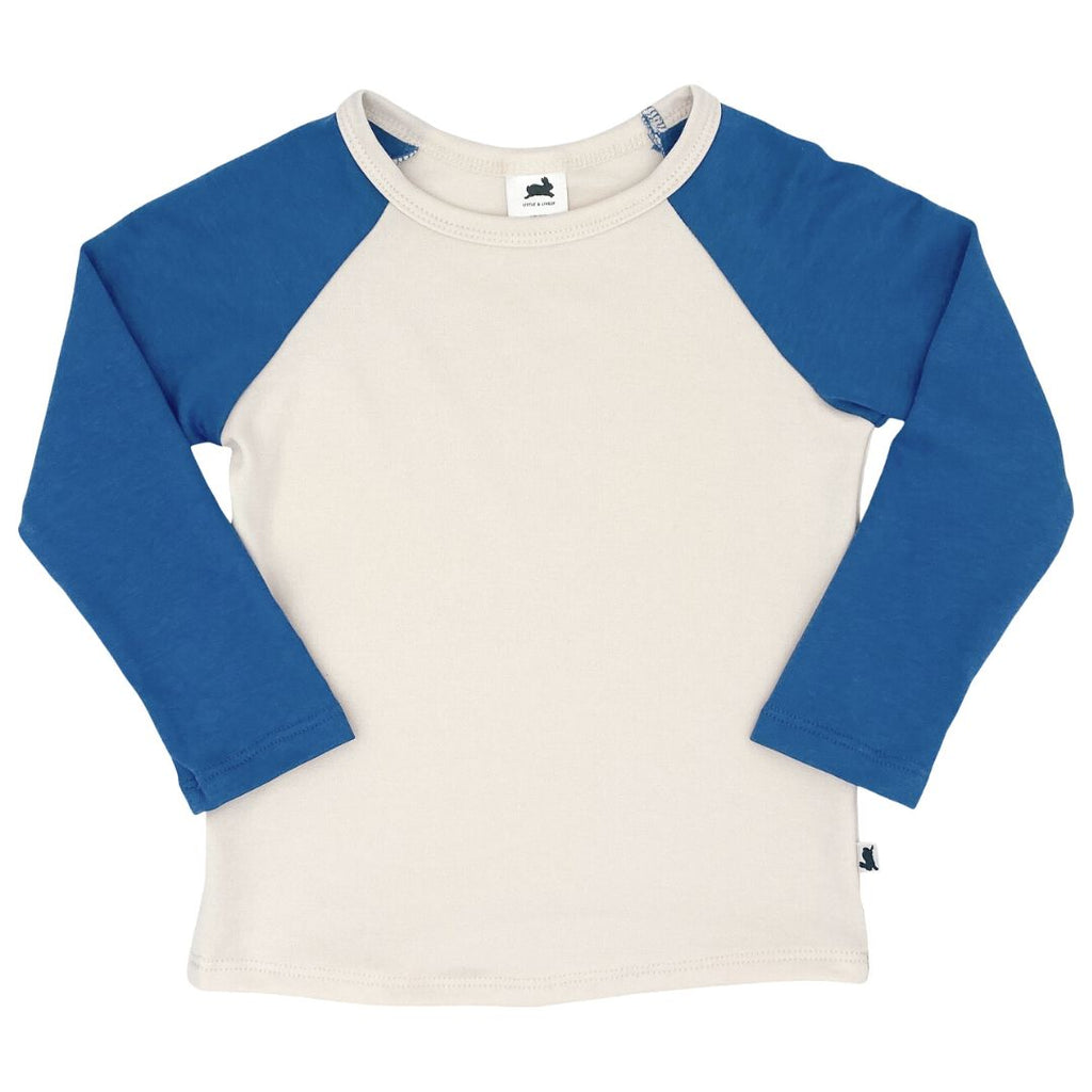 Baby/Kid's/Youth Bamboo/Cotton Baseball Raglan Shirt | Cream & Classic Blue - Pink & Blue Kidz Clothing