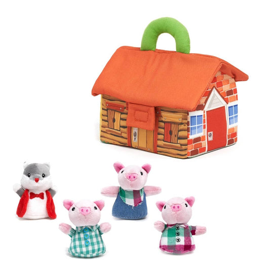 Three Little Pigs Storytime Playset (Soft Kids Plush Toy) - Pink & Blue Kidz Clothing