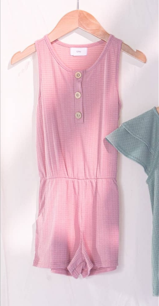 Shorts Romper | Pink - Pink & Blue Kidz Clothing