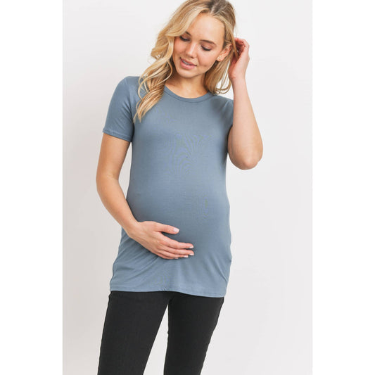Hello Miz - Jersey Round Neck Short Sleeve Maternity Top - Pink & Blue Kidz Clothing